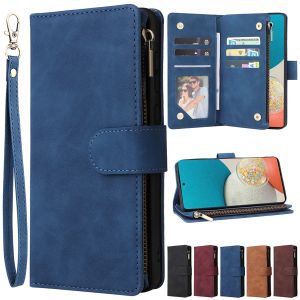 Multi-Kartensteckplätze Brieftasche Reißverschluss Flip Ledertasche für Samsung Galaxy A13 A14 A23 A24 A31 A32 A33 A34 A51 A52 A53 A54 A70 A71 Tasche Kickstand Handgelenkschlaufe Telefonabdeckung