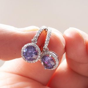 Ohrstecker Ankunft 925 Silver1ct 2 Runde Excellent Cut Pass Diamond Test Blue Purple Moissanite Drop Earring Fine Jewelry