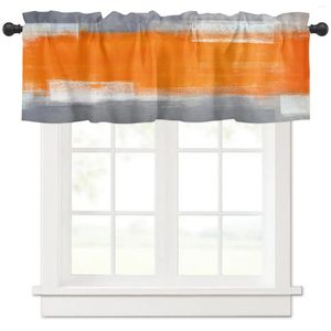 Curtain Orange Gray Abstract Oil Painting Texture Kitchen Small Window Curtains Home Decoration Living Room Bedroom Short