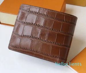 Crocodile pattern purses luxury short wallet Card Holder classic pocket Genuine leather with box