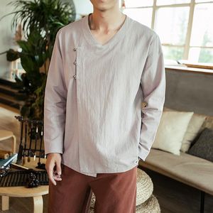 Roupas étnicas m-4xl plus size masculino japonês estilo masculino de mangas compridas masculades de t-shirt de verão yukata cor simples xxxxxl