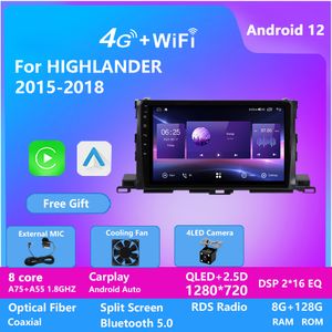 Toyota Highlander 2015-2018 BT WiFi 4G LTE için 10 inç Android Video Octa Çekirdek Stereo Araba Kafası Videosu