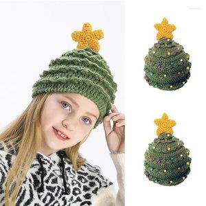 Berets Children Hat Christmas Tree Parent Kids Hand-knitted Woolen Vaps Winter Festival Adult Men And Women Crochet Hats