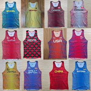 Tanktops für Herren UGANDA Stripes Man Schnelllaufendes Netz Atmungsaktive Weste Geschwindigkeit Professioneller Athlet Leichtathletik Singlet Anpassbar 230414