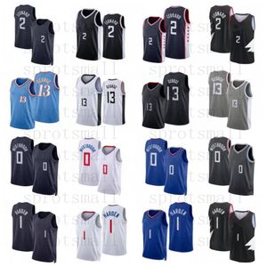 2 Kawhi Leonard 13 Paul George Basketball Jerseys Mens 0 Westbrook Harden City Blue Black White Grey Sleeveless Shirt S-XXL