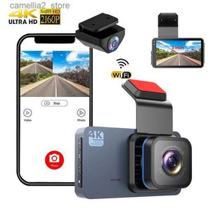 CAR DVRS 4K DASH CAM FÖR BILAR FRAMT OCH BAKSIKT KAMERA FÖR FORDON WIFI Bilkamera omvänd bild Bil Accesories Car DVR Dashcam Q231115