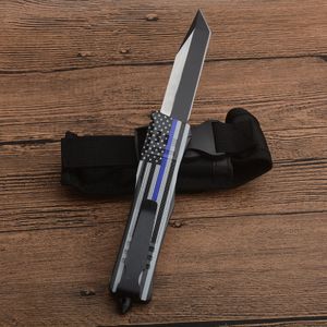 Manico bandiera blu di alta qualità A161 Coltello tattico AUTO 440C Lama bicolore Tanto Point Manico in lega Zn-al Coltelli EDC con borsa in nylon