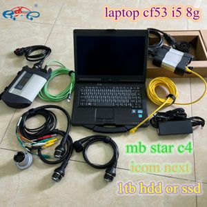 Автоматические инструменты для диагностики для BMW ICOM Next MB Star C4 SD Connect 4 Wi-Fi Compact and Cables 1TB SSD или HDD Последний мягкий софт. Используемый ноутбук CF53 I5 8G