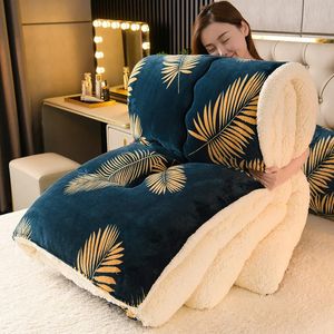Comforters sets Winter Sherpa Fleece Quilt Super Thick Plush Blanket for Bed Lightweight Reversible Soft Warm Luxury Throw 231115
