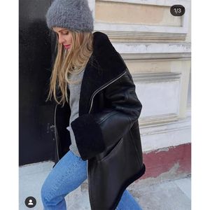 Women's Jackets Tote winter warmth thickened large lapel environmental protection fur zipper motorcycle coat 231114