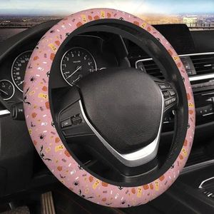 Steering Wheel Covers Car Cover Universal 15 In Halloween Pumpkin Faces Pattern Accessories For Men Women Anti-Slip