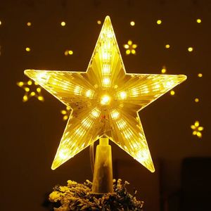 Oggetti decorativi Figurine Albero di Natale Top Star Pentagramma Luci LED Luce bianca calda Ornamento Anno Decorazione della casa Navidad 231114