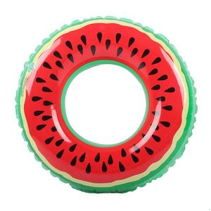 Bath Toys 60/70/80/90 cm Swimming Pool livboj Simring Uppblåsbar liv Boj Buoy Watermelon Orange Fruit Design Rings Drop Delivery Baby DH0RU