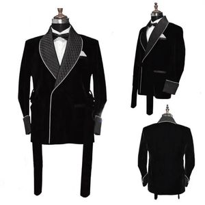 Ternos masculinos blazers inverno preto veludo masculino fumar sobretudo vermelho longo jaqueta noivo festa de formatura casaco de negócios roupas apenas 1 blazer com cinto 231115