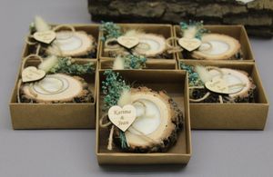 Party Favor 10st Wedding Favors för gästerna Rustik Tealight Holder Wood Tack Bruddusch Baby Bridesmaid Gift 230414