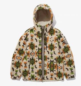 Autumn/Winter New Men's Reversible Lamb Fleece Jacket Coat Male Taslon Embroidered Logo Hooded Outerwear Windbreaker