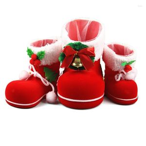 Decorazioni natalizie Porta stivali con fiocco di neve rosso per regali Decorazione domestica 2023 anni Natale Bambini Organizzatori di sacchetti di caramelle Sacchi di Babbo Natale