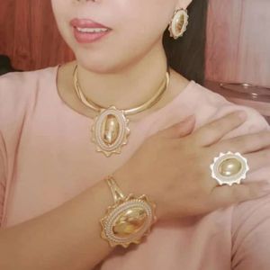 Wedding Jewelry Sets African Jewelry Set for Women Dubai Weddings Design Earrings Pendant Necklace Bridal Bracelet Ring Jewellery Gifts FHK13764 231115