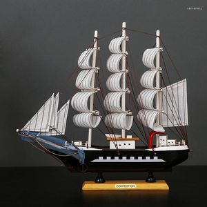 Decorative Figurines Big Size 33cm Caribbean Black Pearl Corsair Sailing Boats Wooden Sailboat Model Home Decoration Accessories For Living