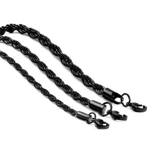 Kedjor svart vridna repkedjor inte bleknar mens 304 rostfritt stål grundläggande punk choker halsband för kvinnor modedesign hip hop smycken dhocs