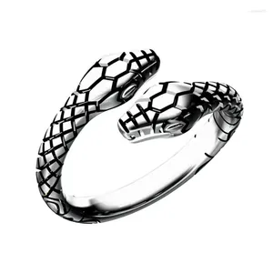 Cluster Rings Silver Color Creative Terndy Two-headed Snake Animal Charm Women Girl Birthday Party Jewelry Gift