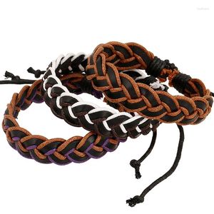 Strand pulseira étnica para homens mulheres chique elástico trança pulseiras mão corda de couro verão moda jóias ajustável 20cm