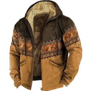 Mens Hoodies Sweatshirts Zipper Bison Pattern Print Casual Winter Clothing Long Sleeve Sweatshirt Hooded Jacket Outerwear 231114