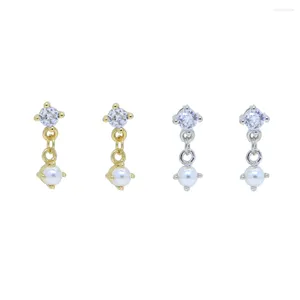 Brincos de garanhão multi piercing 925 prata jewerly minúsculo claro zircônia cúbica cz mar fresco pérola contas brinco esterlina