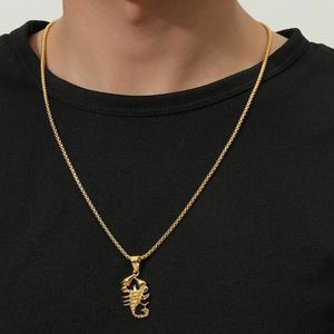 Pendant Necklaces 2023 Punk Gold Color Scorpion Necklace For Men Stainless Steel Rock Hip Hop Jewelry Gift