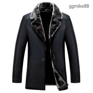 Giacca in pelle da motociclista bomber firmata da uomo Nuovo arrivo inverno marca più velluto spesso caldo moto business casual giacche in pelle da uomo per uomo cappotto di pelliccia K9VY