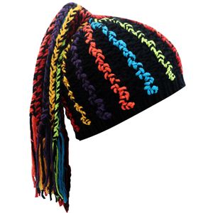 El yapımı tığ kirli örgü bere kapak şapka uzun renkli saçlı komik peruk beanie dreadlocks wig şapka kostüm tavan aksesuarları unisex hip hop punk giyinme