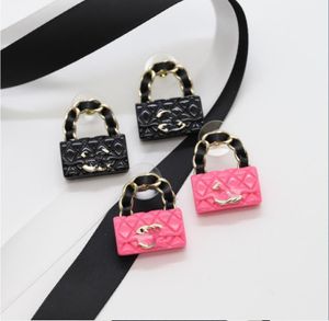 Dangle lustre de alta qualidade marca luxo moda popular saco acrílico preto rosa brincos couro