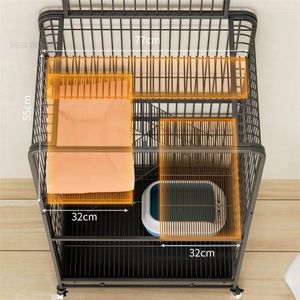 Cat Carriers Modern Wrought Iron House Indoor Large Capacity Cages Two Layers Villa Free Space Pet Dog Cage