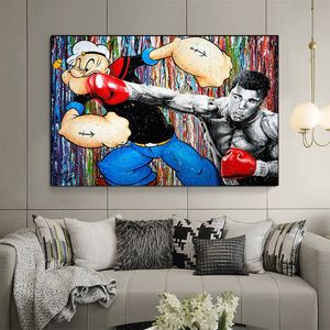 Modern Graffiti Art Incontro di boxe Tela Pittura Poster Stampa Wall Art Picture For Living Room Home Decor Frameless