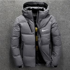 Mens Parka Big Rüzgar Geçirmez Su Geçirmez Bıçağı Ceket Erkek Kısa Kalın Modaya Düzenli Beyaz Ördek Ceket