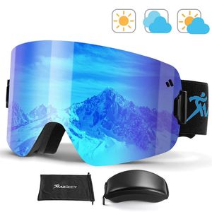 Óculos de esqui Óculos de esqui Magnético Lente de dupla camada Anti-nevoeiro UV400 Proteção OTG Óculos de esqui para homens Mulheres Óculos de neve Snowboard Eyewear 231115