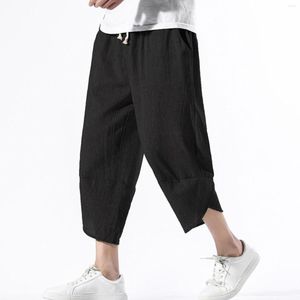 Pantaloni da uomo Big Foam Summer Ice Silk Casual Mens Fashion Cotton And Linen Harem Retro Trend Pantaloni corti.