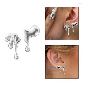 Backs Earrings N1HE Unique Design Melting Water Drop Fashion Personality Stud Women Alloy Silver Plated Jewelry