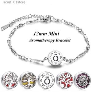 Chain New Tree of Life 316L Stainless Steel Aroma Diffuser Bracelet 12mm Locket Perfume Essential Oil Diffuser Aromathery BraceletL231115