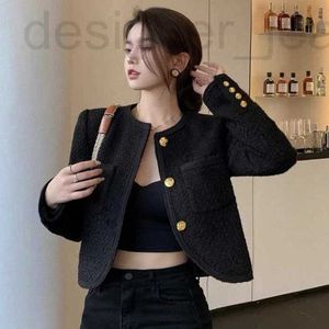 Women's Jackets designer CE * 23ss Autumn/Winter New Knitted Black Metal Button Suit Coat Small Cotton Clip Thickened Cardigan 4K1Y