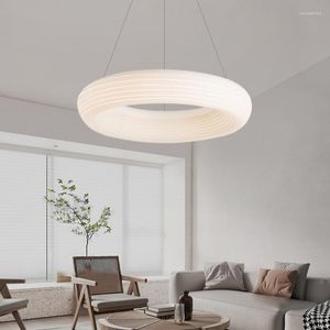 Pendelleuchten Nordischer Minimalismus Weißer Kreis LED-Leuchten Wohnzimmer Esszimmer Dekor Lampe Home Schlafzimmer Hängeleuchte Lumiaires