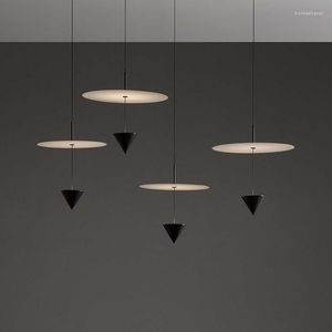 Pendant Lamps Nordic Creative Flying Saucer LED Lights Black Aluminum Hanging Lamp Cafe Store Restaurant Ceiling Chandelier Art Lustre