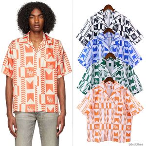 Tasarımcı Moda Giyim Tshirt Lüks Erkek Günlük Tees 2023SS Amerikan Marka Rhude Mektubu Dijital Baskı Gevşek Kısa Kollu Gömlek Unisex