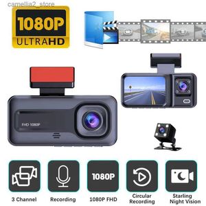 Auto-DVRs, Dashcam für Auto-DVR, Weitwinkel, 3 Aufnahmen, Nachtsicht, 1080P, Fahrrekorder, 3 Objektive, Videoaufzeichnung vorne und hinten, Dashcam Q231115