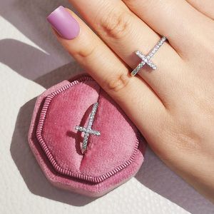 Vintage Cross Ring 925 Sterling silver Engagement Wedding Band Rings for women Bridal Promise Party Jewelry Gift