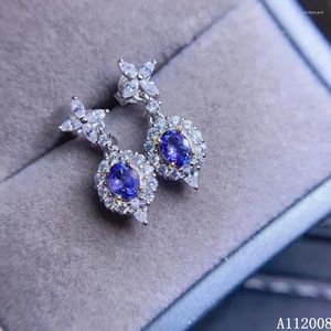 Orecchini a bottone KJJEAXCMY Gioielleria raffinata Argento sterling 925 intarsiato Orecchini a bottone con tanzanite naturale Test di supporto classico per donna