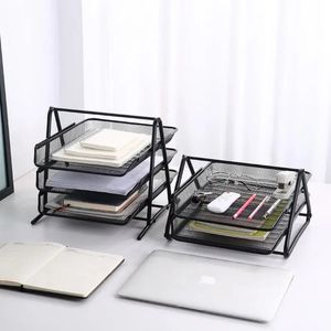 Storage Holders Racks Office A4 Paper Organizer Document File Letter Book Brochure Filling Tray Rack Shelf Metal Wire Mesh Holder Tool 231114