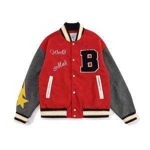 Designer -Männer haben lose Uni S -langen Leder Langarm Baseballmantel Uniformjacke einzelne Breuzierte warme Jacken