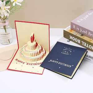 10PC Greeting Cards Happy Birthday Gift Card 3D Popup Greeting Postcard Warm Friends Children's Blank Fold Invitation Postcard Party Decoration 231115