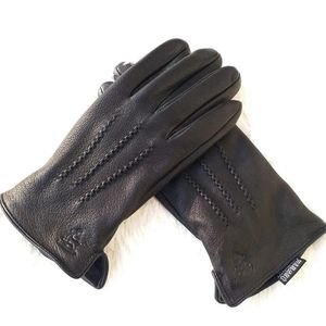 Fünf-Finger-Handschuhe für Herren, 100 % Schaffell-Handschuhe, Hirschleder-Musterdesign, warme und weiche Herren-Lederhandschuhe, Herren-Fäustlinge mit Plüschfutter 231115